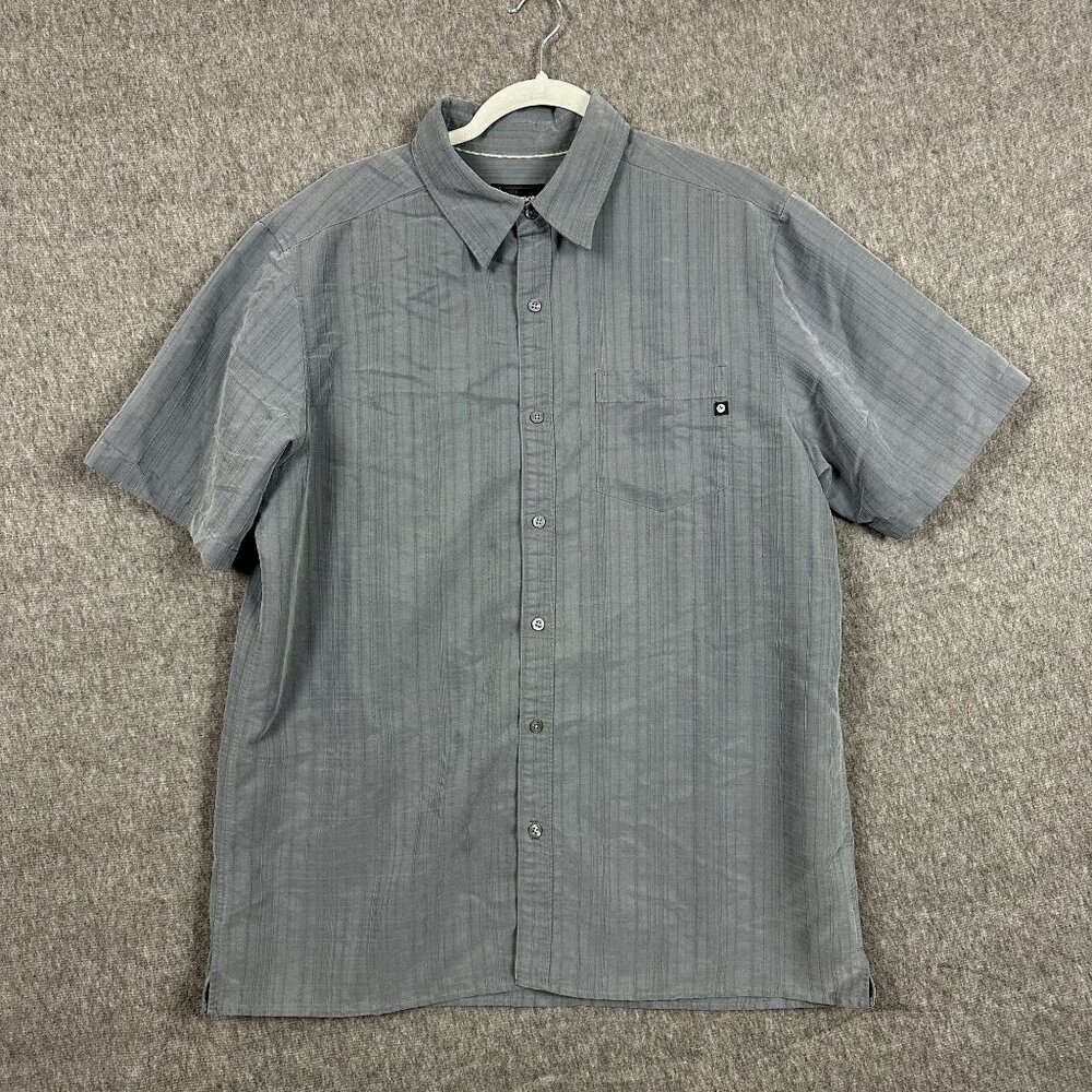 Marmot Mens Gray Short Sleeve Button-Up Shirt L/G Rayon/Polyester
